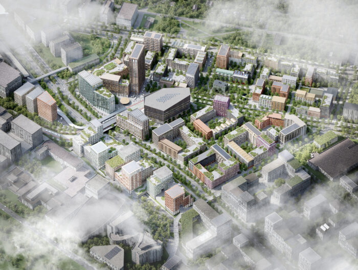Turku Science Park, Turku, Finlandia. Visualización: Kupittaan Kärki Alliance: City of Turku, YIT, Lundén Architecture Company, Renell Käppi, COBE.